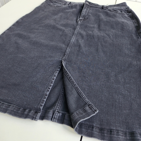 Liz Claiborne Womens Black Denim Skirt A-line Classic Midi Stretch Sz 14 - Picture 3 of 12